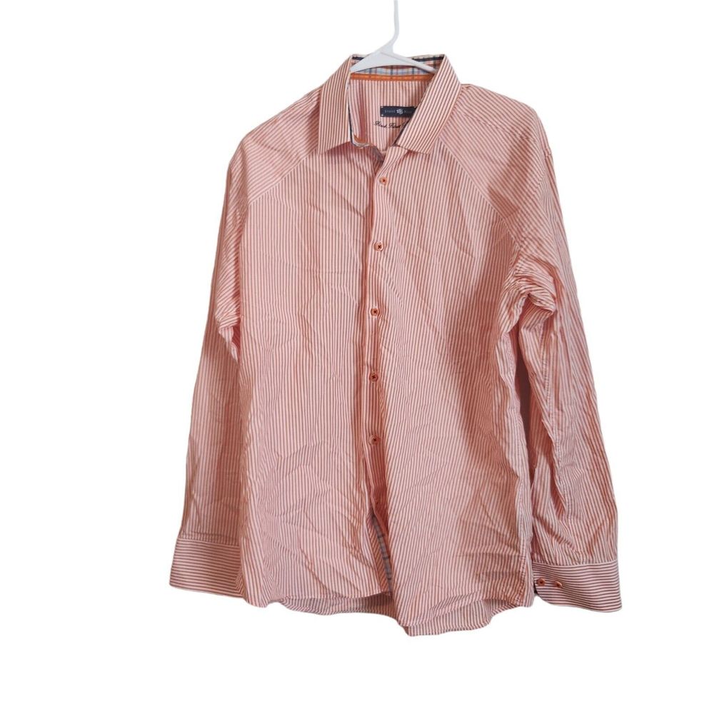 STONE ROSE Black Rivet‎ Collection  Orange Stripped Shirt Men Size 4 or XL